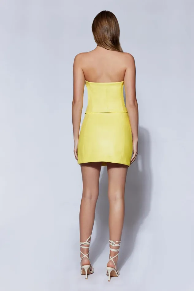Meshki Skirts Saylor A Line Faux Leather Mini Skirt 8211 Lemon Lemon 8211 Women Meshki Skirts Saylor A Line Faux Leather Mini Skirt 8211 Lemon Lemon 8211 Women