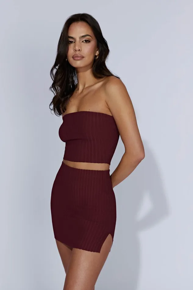 Meshki Skirts Shiloh Low Rise Knit Mini Skirt 8211 Cherry Chocolate Cherrychocolate 8211 Women Meshki Skirts Shiloh Low Rise Knit Mini Skirt 8211 Cherry Chocolate Cherrychocolate 8211 Women