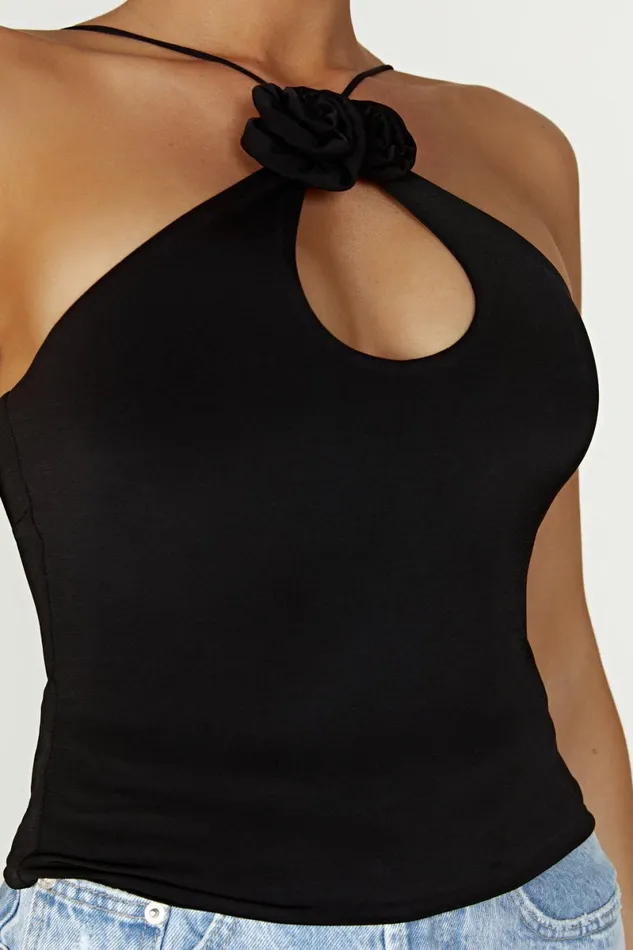 Meshki Sleeveless Tops Adeline Rose Halter Top 8211 Black Black 8211 Women