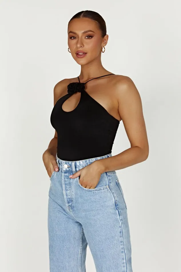 Meshki Sleeveless Tops Adeline Rose Halter Top 8211 Black Black 8211 Women