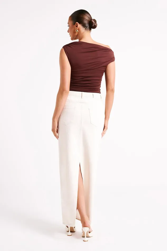 Meshki Sleeveless Tops Alayna Recycled Nylon Ruched Top 8211 Chocolate Chocolate 8211 Women