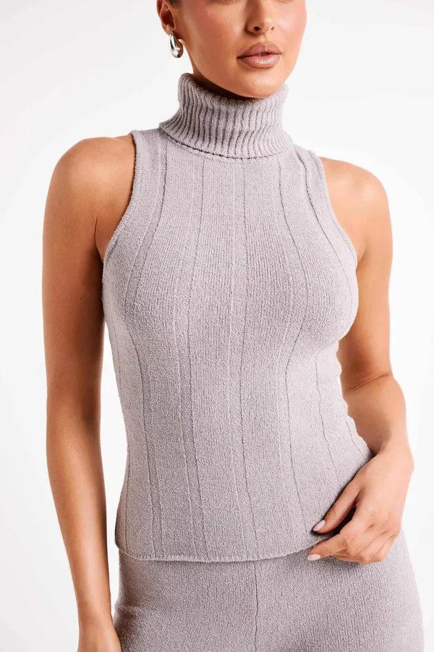 Meshki Sleeveless Tops Angelina Ribbed Turtleneck 8211 Grey Marle Greymarle 8211 Women