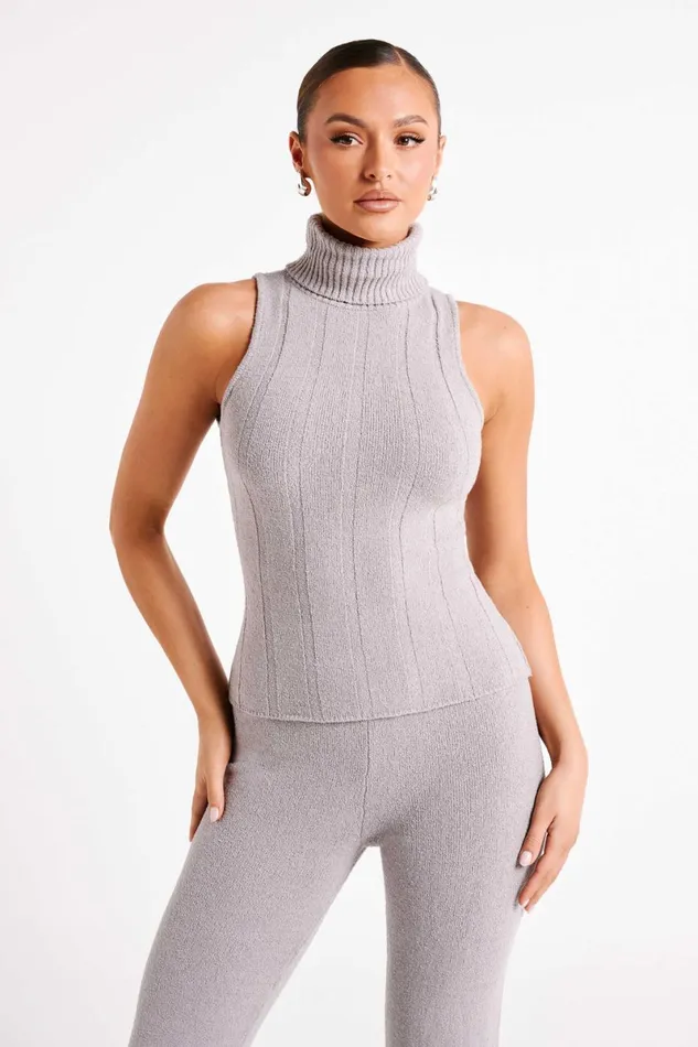 Meshki Sleeveless Tops Angelina Ribbed Turtleneck 8211 Grey Marle Greymarle 8211 Women