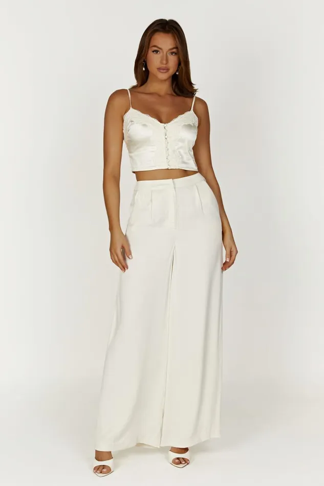 Meshki Sleeveless Tops Bailey Lace Satin Cami Top 8211 Ivory Ivory 8211 Women