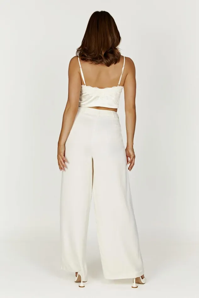 Meshki Sleeveless Tops Bailey Lace Satin Cami Top 8211 Ivory Ivory 8211 Women