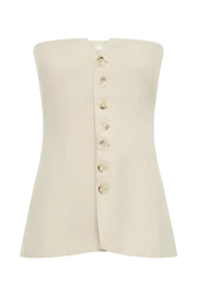 Meshki Sleeveless Tops Innis Linen Longline Strapless Top 8211 Natural Natural 8211 Women
