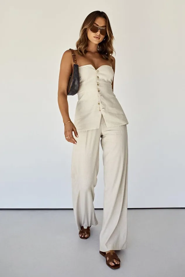 Meshki Sleeveless Tops Innis Linen Longline Strapless Top 8211 Natural Natural 8211 Women