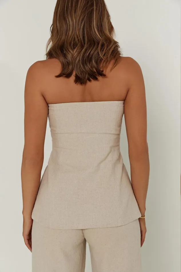 Meshki Sleeveless Tops Innis Linen Longline Strapless Top 8211 Natural Natural 8211 Women