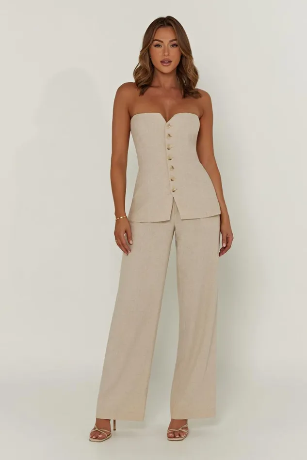 Meshki Sleeveless Tops Innis Linen Longline Strapless Top 8211 Natural Natural 8211 Women