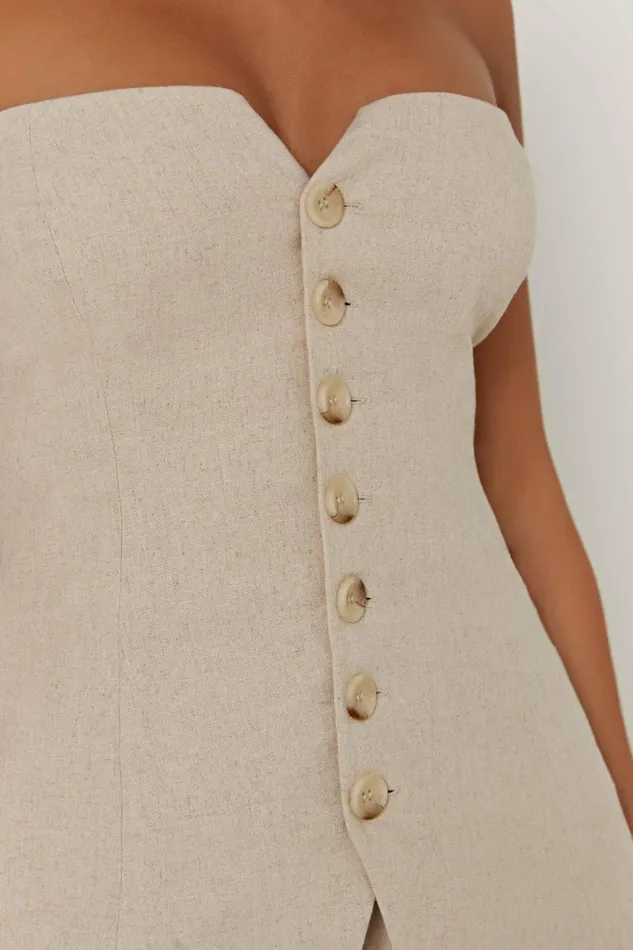 Meshki Sleeveless Tops Innis Linen Longline Strapless Top 8211 Natural Natural 8211 Women