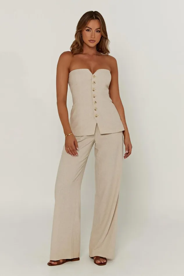 Meshki Sleeveless Tops Innis Linen Longline Strapless Top 8211 Natural Natural 8211 Women
