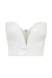 Meshki Sleeveless Tops Zariah Strapless Sequin V Corset 8211 White White 8211 Women