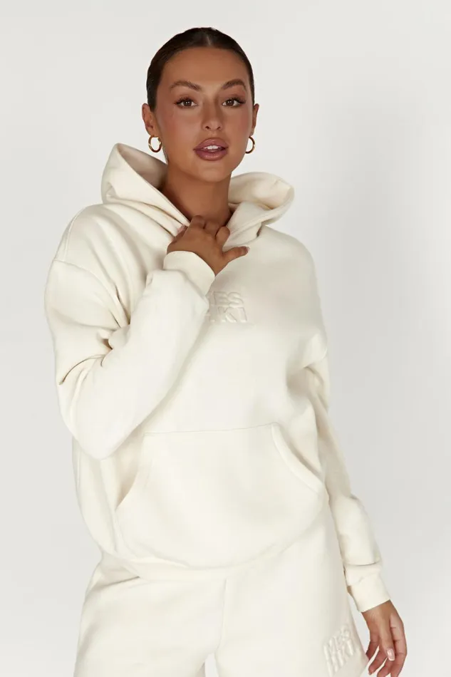 Meshki Sweaters and Hoodies Arden Embossed Fleeceback Hoodie 8211 Bone Bone 8211 Women