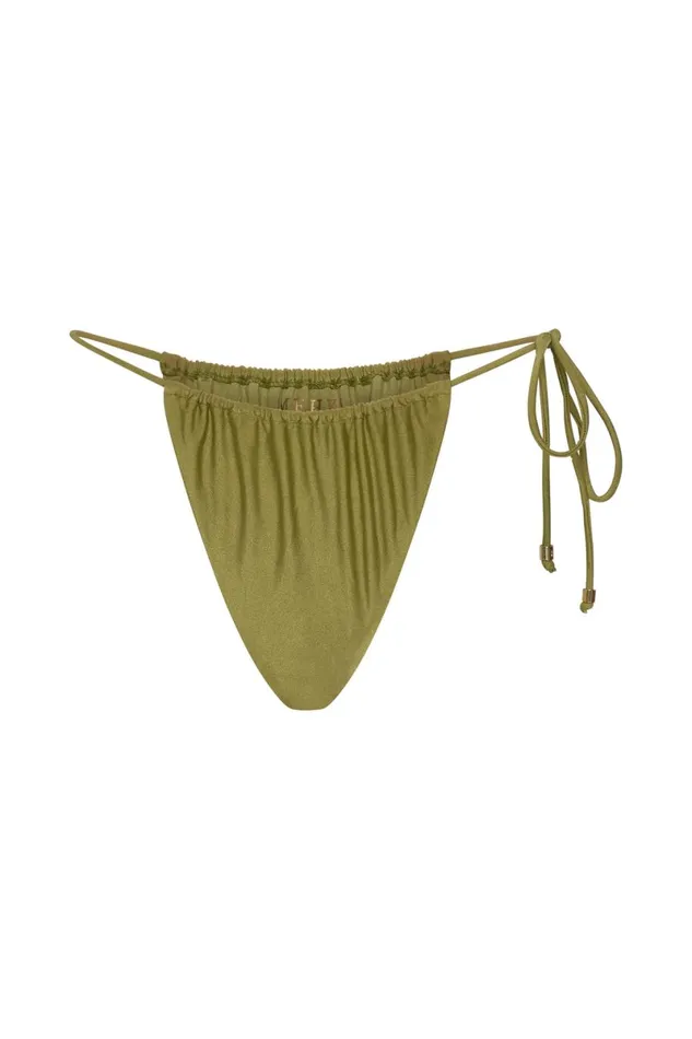 Meshki Swimwear Andie Ruched String Side Bikini Brief 8211 Olive Olive 8211 Women