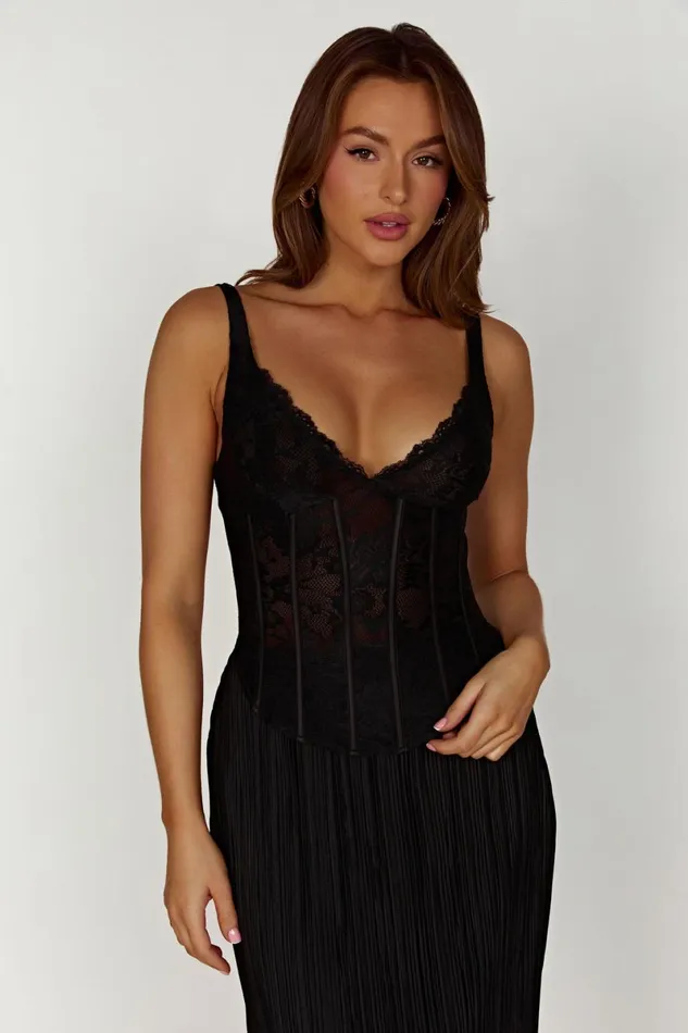 Meshki Wedding Guests Elsie Lace Bustier Top 8211 Black Black 8211 Women