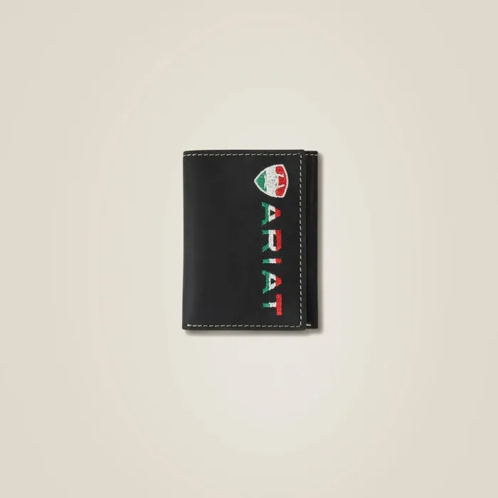 Mexico Logo Trifold Wallet Brown Men Ariat Bags and Wallets