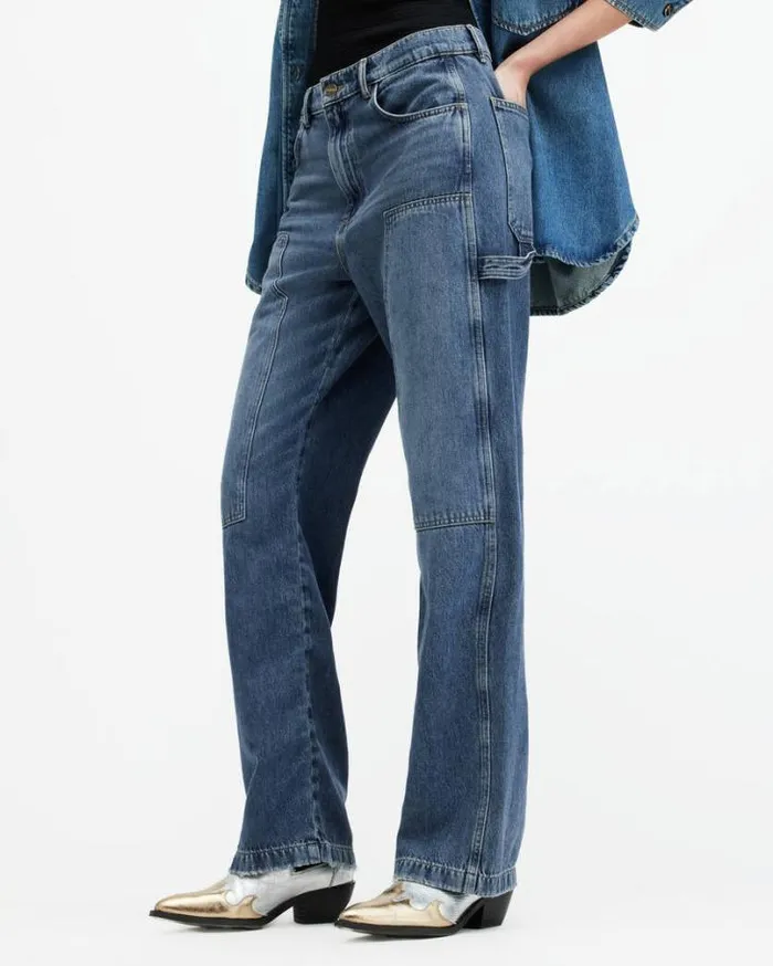 Mia Carpenter Wide Leg Denim Jeans Mid Indigo Women AllSaints Jeans