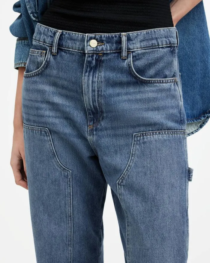 Mia Carpenter Wide Leg Denim Jeans Mid Indigo Women AllSaints Jeans