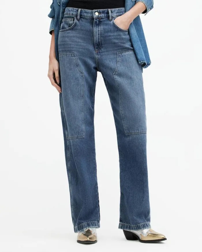 Mia Carpenter Wide Leg Denim Jeans Mid Indigo Women AllSaints Jeans