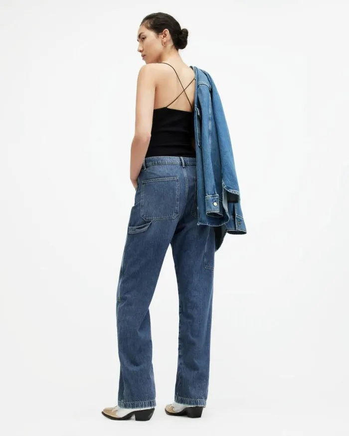 Mia Carpenter Wide Leg Denim Jeans Mid Indigo Women AllSaints Jeans