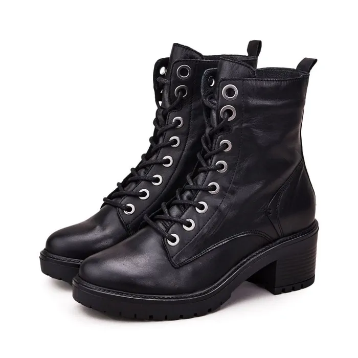 MidCalf Boots Women Moda In Pelle Bellzie Black Leather