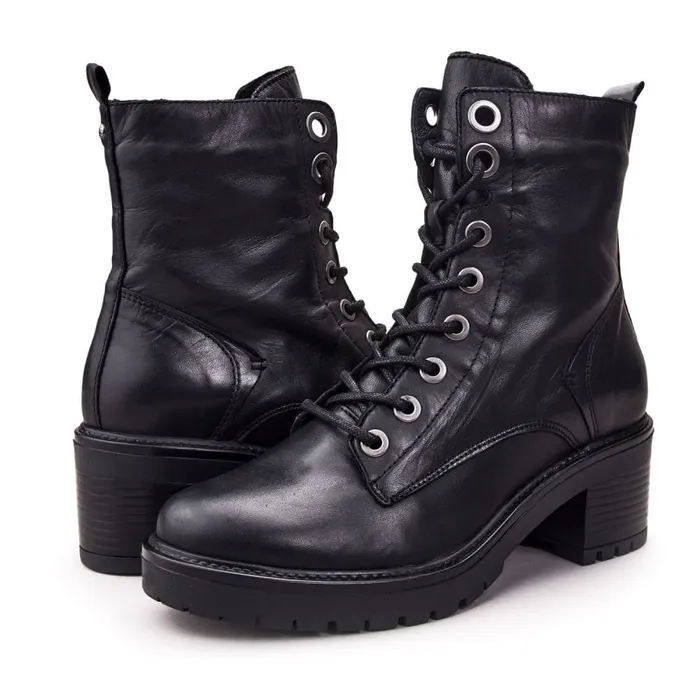 MidCalf Boots Women Moda In Pelle Bellzie Black Leather