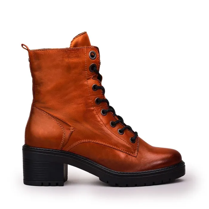 MidCalf Boots Women Moda In Pelle Bellzie DarkOrange Leather