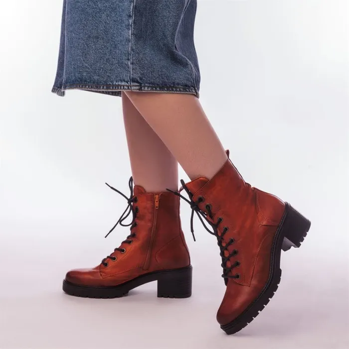 MidCalf Boots Women Moda In Pelle Bellzie DarkOrange Leather