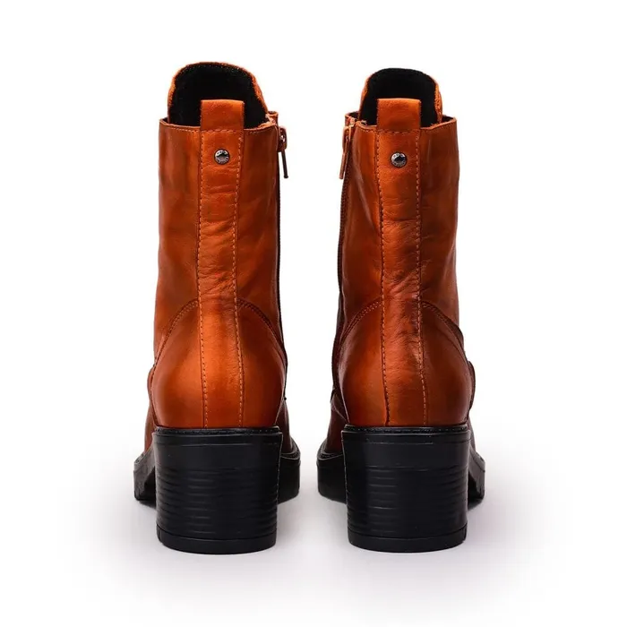 MidCalf Boots Women Moda In Pelle Bellzie DarkOrange Leather