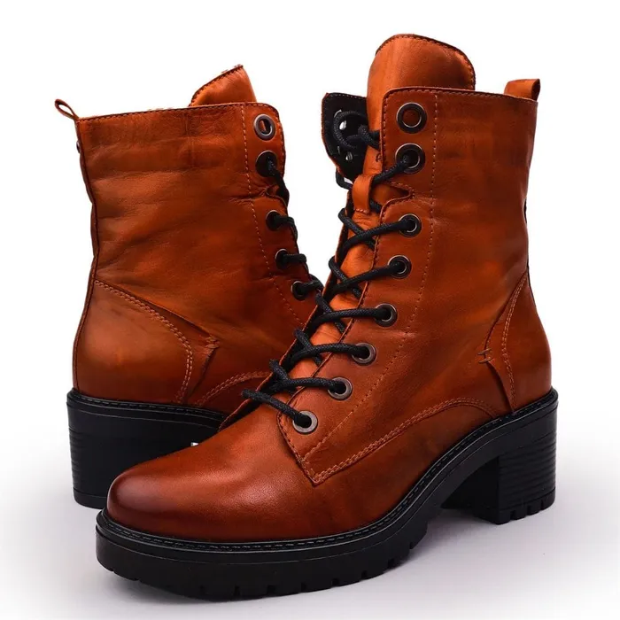 MidCalf Boots Women Moda In Pelle Bellzie DarkOrange Leather