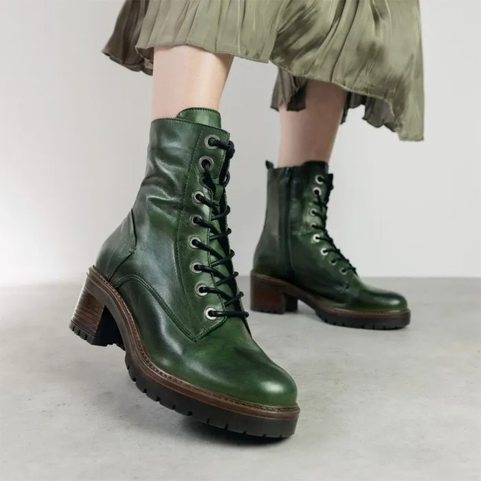 MidCalf Boots Women Moda In Pelle Bellzie Green Leather