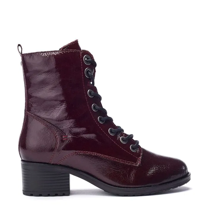 MidCalf Boots Women Moda In Pelle Bezzie Burgundy Patent Leather