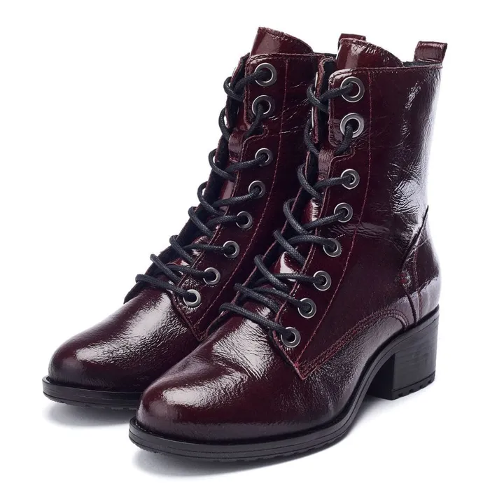 MidCalf Boots Women Moda In Pelle Bezzie Burgundy Patent Leather