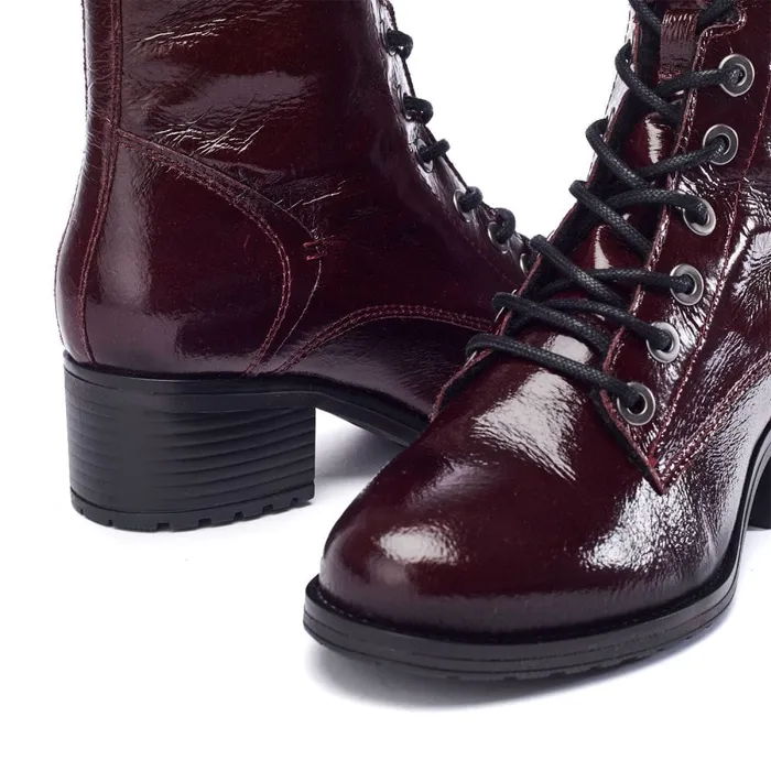 MidCalf Boots Women Moda In Pelle Bezzie Burgundy Patent Leather