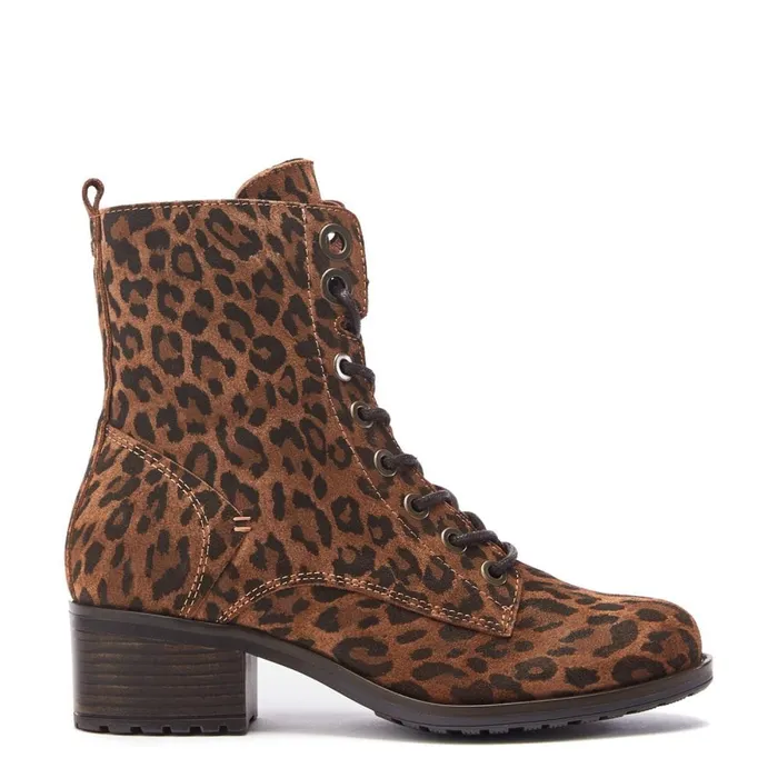MidCalf Boots Women Moda In Pelle Bezzie Dark Leopard Suede