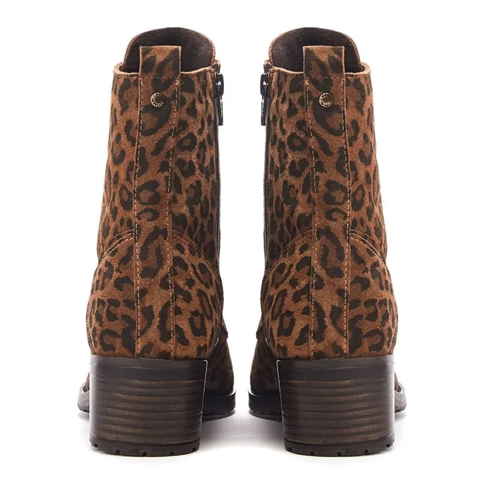 MidCalf Boots Women Moda In Pelle Bezzie Dark Leopard Suede