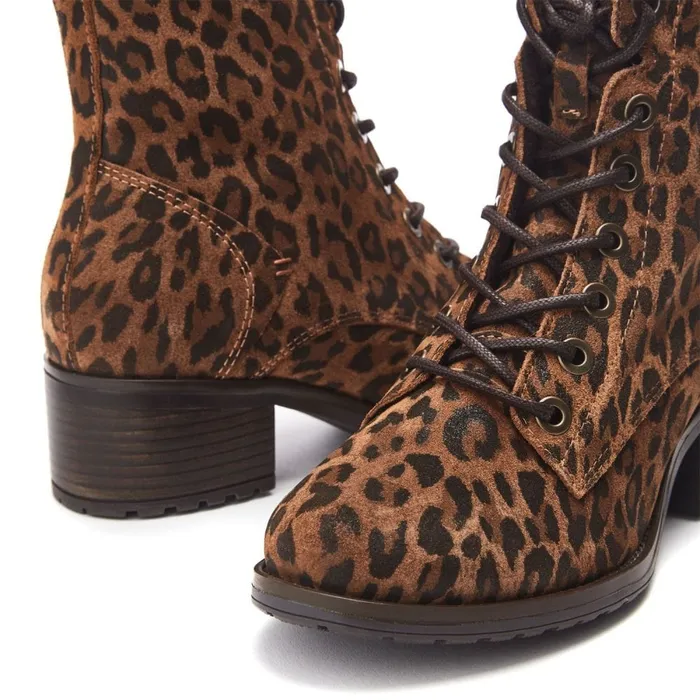 MidCalf Boots Women Moda In Pelle Bezzie Dark Leopard Suede
