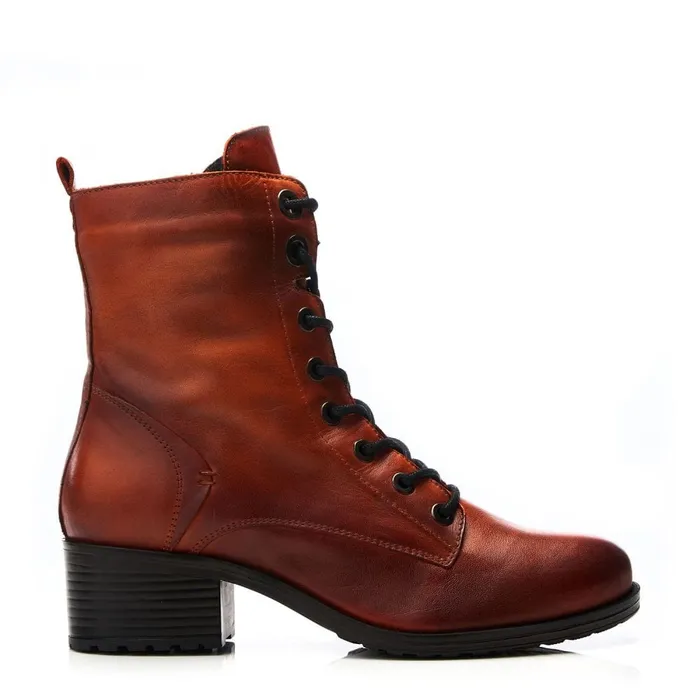 MidCalf Boots Women Moda In Pelle Bezzie DarkOrange Leather