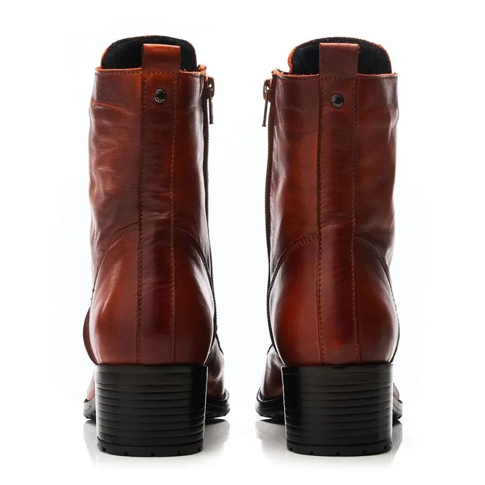 MidCalf Boots Women Moda In Pelle Bezzie DarkOrange Leather