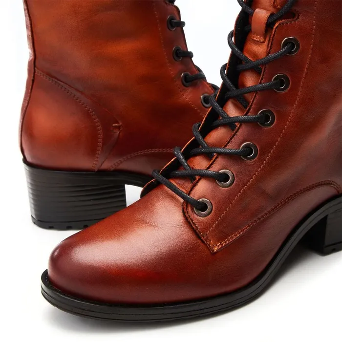 MidCalf Boots Women Moda In Pelle Bezzie DarkOrange Leather