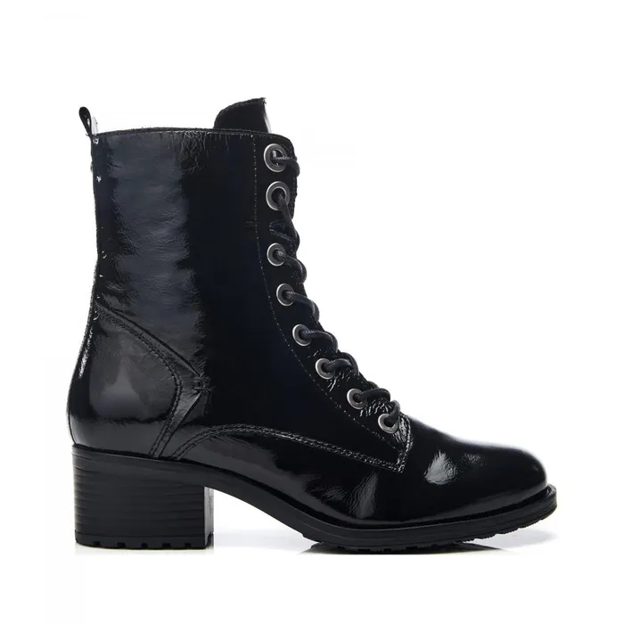 MidCalf Boots Women Moda In Pelle Bezzie Jet Black Patent Leather
