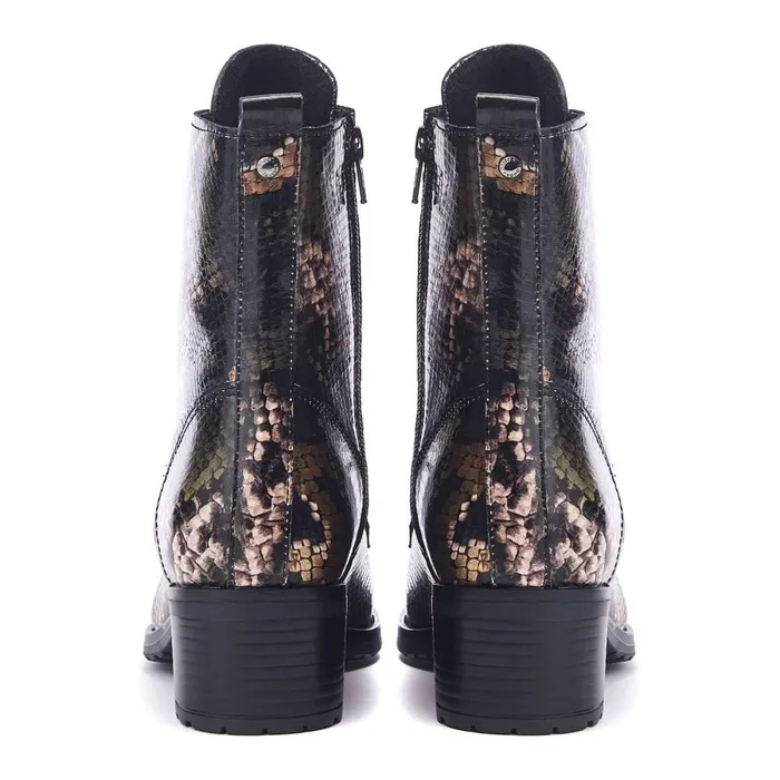 MidCalf Boots Women Moda In Pelle Bezzie Khaki 8211 Snake Leather