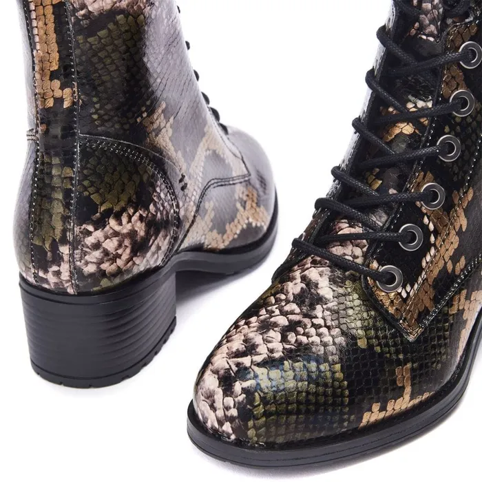 MidCalf Boots Women Moda In Pelle Bezzie Khaki 8211 Snake Leather