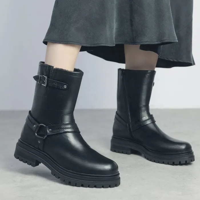 MidCalf Boots Women Moda In Pelle Olencia Black Leather