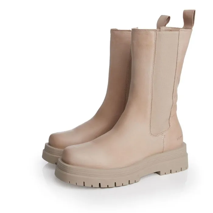 MidCalf Boots Women Moda In Pelle Shoon Sh Idiom Beige Leather