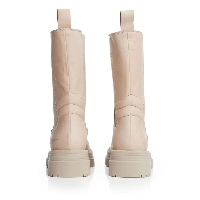 MidCalf Boots Women Moda In Pelle Shoon Sh Idiom Beige Leather