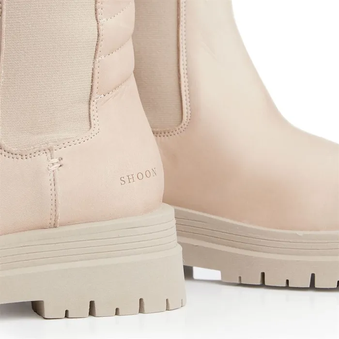 MidCalf Boots Women Moda In Pelle Shoon Sh Idiom Beige Leather