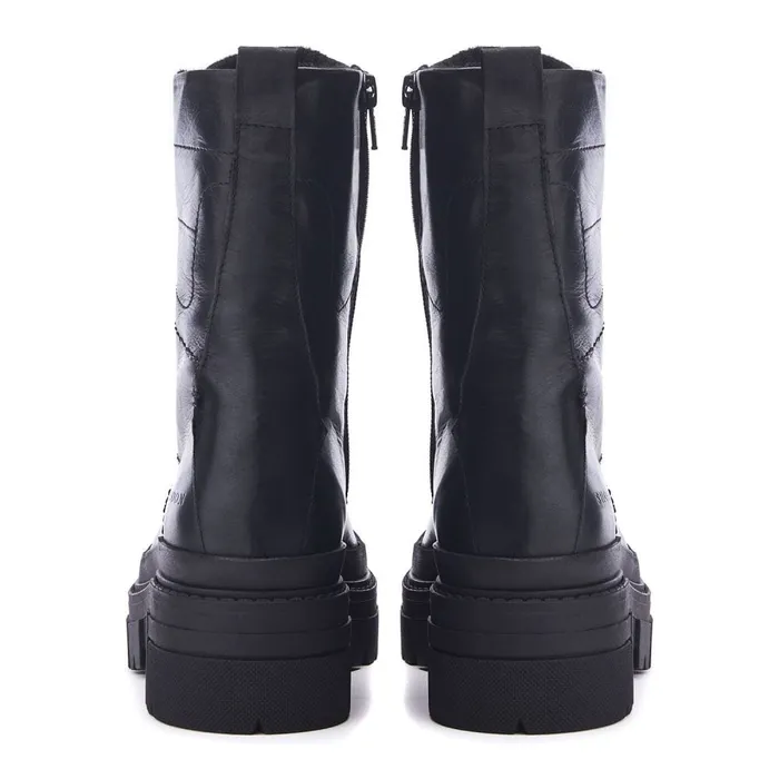 MidCalf Boots Women Moda In Pelle Shoon Sh Ocker Black Leather MidCalf Boots Women Moda In Pelle Shoon Sh Ocker Black Leather