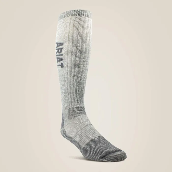 Midweight Merino Wool Blend Over The Calf Steel Toe Work Sock Grey MenWomen Ariat Socks