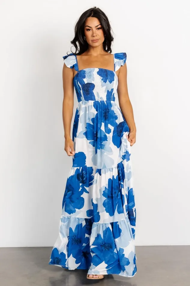 Mikaela Maxi Dress Blue Floral Women Baltic Born Bump Friendly Mikaela Maxi Dress Blue Floral Women Baltic Born Bump Friendly